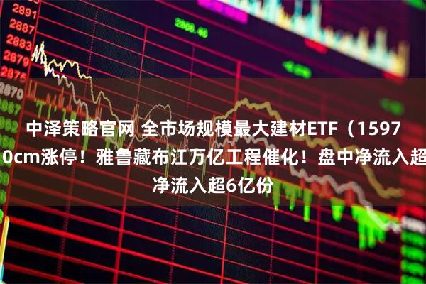 中泽策略官网 全市场规模最大建材ETF（159745）10cm涨停！雅鲁藏布江万亿工程催化！盘中净流入超6亿份