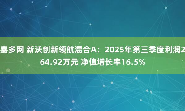 嘉多网 新沃创新领航混合A：2025年第三季度利润264.92万元 净值增长率16.5%
