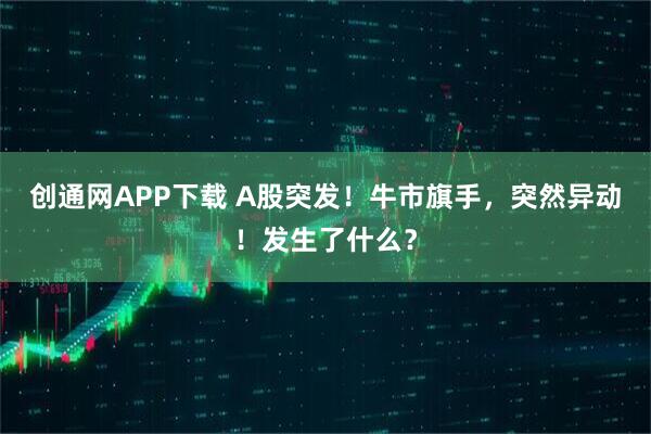 创通网APP下载 A股突发！牛市旗手，突然异动！发生了什么？